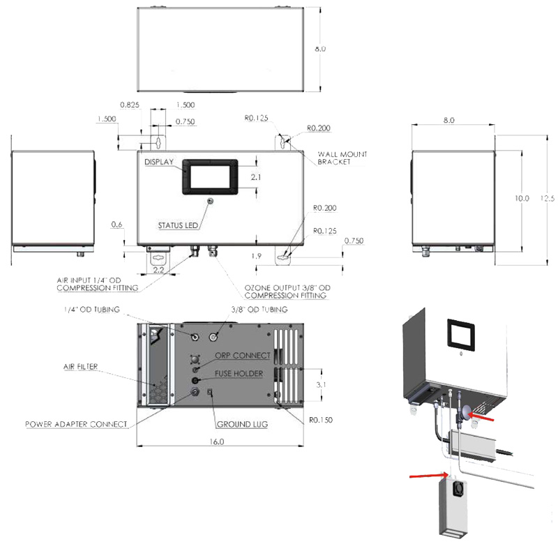 Ozone Generator Dimensions/Specs